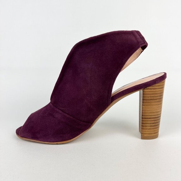 Brenda Zaro Womens Burgundy Suede Leather Peep Toe Block Heel Pumps size 10 10.5 - Picture 6 of 15